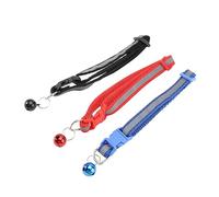Mikikit 3pièces Collier Réfléchissant pour Chien Et Chat Collier Lumineux Réglable Clochette Lot de Rouge Bleu Noir