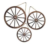 Mikikit 3pièces Roues Bois Vintage Décoration Murale Roue Ronde Simple Pour Maison Bar Intérieur