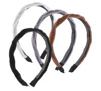 Mikikit 4 pièces Bandeaux Tressés Tricotés pour Femmes Lot de Noir Gris Café Beige Accessoires Cheveux Mode Confortables et Antidérapants pour Tenue Élégante Quotidienne