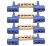 Mikikit 4 Pièces Bloc de Connexion Cuivre Bornier de Mise Terre Emplacements Barre Omnibus Métallique pour Distribution Électrique Terminal Conducteur Robuste et Résistant Chaleur