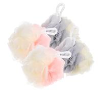 Mikikit 4 Pièces Boule de Douche Exfoliante Luffa pour Bain et Douche Lot de Éponges de Bain Accessoires Éponge Nettoyante pour Peau