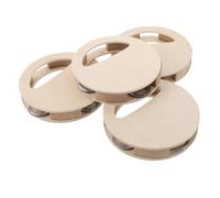 Mikikit 4 Pièces Diy Wooden Kit For Painting And Sensory Development Natural Organic Wood Round Hand Bell For Motor Skills And Parent Child Interaction