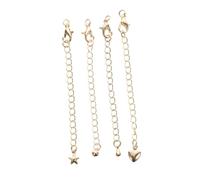 Mikikit 4 pièces Extension de Chaîne Or pour Collier Bracelet et Cheville Accessoires de Bijoux DIY avec Fermoir