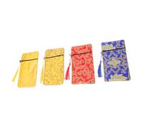 Mikikit 4 pièces Lot de Pochettes de Rangement Bouddhistes Brocart Sacs Compacts pour Textes Sacrés Bijoux et Petits Objets Dimensions Couleurs