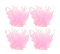 Mikikit 4 Pièces Manchettes Détachables Organza avec Plumes pour Nail Art Accessoires de Photographie Manucure Femmes Confortables et Décoratives