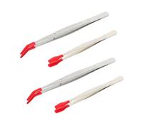 Mikikit 4 pièces Pinces à Épiler Acier Inoxydable Pince Brucelle Précision Large Sourcils Bricolage Laboratoire Bijoux