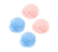 Mikikit 4 Pièces Pompons Fausse Fourrure pour Loisirs Créatifs Boules de Pompons Décoratifs Petits Ornements pour Chapeaux et Vêtements