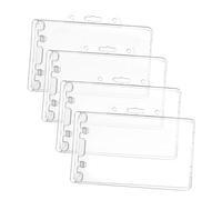Mikikit 4 pièces Porte Badge Horizontal Rigide Abs Transparent Protège Cartes pour Cartes Didentité Crédit et Visite Lot de Adapté pour Enseignants Étudiants et Personnel