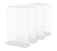 Mikikit 4 Pièces Présentoir Porte-cartes en Acrylique Transparent pour Table, Support Photo Professionnel Design Adaptable, pour Événements et Restaurants