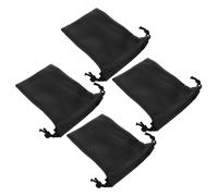 Mikikit 4 pièces Sac de Rangement pour Microphone PU Pochette de Transport Mic avec Cordon Coulissant Protection Poussière pour Accessoires Audio et Clips