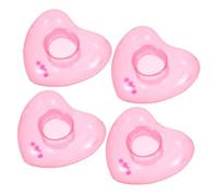 Mikikit 4 pièces Set de Porte Gobelets Gonflables Forme de Cœur Flottants pour Boissons Accessoire Plage et Piscine PVC Décoration pour Fêtes