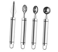 Mikikit 4 pièces Set Outils Découpe Fruits Acier Inoxydable Couteaux Sculpture Melon Cantaloup Légumes Poignée Confortable et Polyvalent pour Cuisine