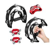 Mikikit 4 pièces Tambourin Main et Pied avec Bracelets Sonores Instrument Éducatif Musical pour Rythmé pour Fêtes et Apprentissage
