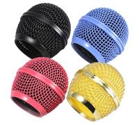 Mikikit 4 pièces Têtes de Microphone de Remplacement pour Mic Accessoires Durable Noir Or Rose Bleu de Protection Professionnelle pour Microphone