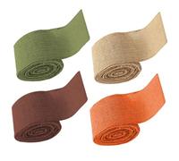 Mikikit 4 rouleaux Ruban Décoratif Toile de Jute Résistant à Usure Multi-usages pour Décoration Mariage Emballage Cadeau et Bricolage Rustique Lot de Couleurs Naturelles Orange Vert