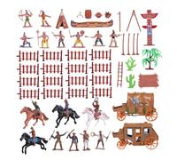 Mikikit 43 pièces Figurines Miniatures de Simulation Western Décorations de Scène Réalistes pour Modélisme et Jeux Éducatifs Accessoires Durables pour Collections et Aménagements de
