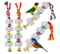 Mikikit 4pièces Jouets pour Oiseaux Jouets à Mâcher pour Perroquet Meules pour Bec Oiseau avec Clochette pour Cages Accessoires pour Cage