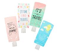 Mikikit 4Pièces Sacs à Bec Rechargeables pour Lotion et Shampoing Conteneurs de Voyage Étanches Sacs de Rangement Compacts pour Cosmétiques Adaptés pour Camping