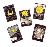 Mikikit 5 pièces Broches Tarot Émail Broches Vêtements Unisexes Décoration Mode pour Sac Écharpe Pull