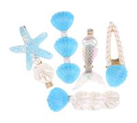 Mikikit 5 Pièces Clips Métalliques Coquillage et Étoile de Mer pour Femmes Barrettes Canard Légères et Confortables pour Front et Coiffures Été Accessoires de Plage