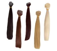 Mikikit 5 Pièces Extensions de Cheveux pour Poupées Résistantes Chaleur Perruques Lisses Synthétiques Naturelles Accessoires DIY pour Création et Cosplay