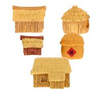 Mikikit 5 Pièces Maison Miniature en Résine pour Décor Créatif, Village de Campagne Unique, Résistante à l'usure, pour Pots de Fleurs et Bureaux