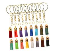 Mikikit 50 ensembles Lot Accessoires Porte-clés DIY avec Pompons Colorés Anneaux Métalliques Ouverts pour Bijoux Personnalisés Décoration Sacs Clés Téléphones Couleur Couleur Aléatoire