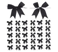 Mikikit 50 Pièces Lot de Mini Nœuds Ruban Noir Faits Main Décorations Durables pour Sacs à Bonbons Pâtisserie Fêtes Anniversaire Mariage et Shower