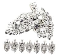 Mikikit 50 pièces Pendentifs Tête de Loup Alliage pour Création Bijoux DIY Breloques pour Bracelet Collier Porte-clés Homme Argenté Vintage