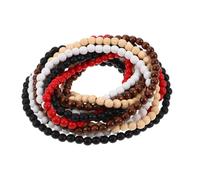 Mikikit 5pièces Collier de Perles Bois Rondes Naturel Bijou Tribal Africain Rustique Style Hip-hop pour Homme Femme Quotidien Fête