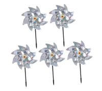 Mikikit 5pièces Moulins à Vent Argentés à Paillettes Dispositif Anti-Oiseaux pour Jardin Accessoire De Décoration pour Maison Cours