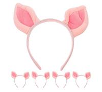 Mikikit 5pièces Serre-tête Oreilles de Cochon Rose Accessoire Coiffure Cosplay Animaux Lot de Serre-têtes Oreilles Animaux pour Soins Visage