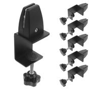Mikikit 6 Pièces Clips de Fixation pour Séparateur de Bureau en Alliage D'aluminium Noir, Pince de Cloison Réglable pour Plateau 4-25mm, Support Stable Protection des Bords, pour Salles de