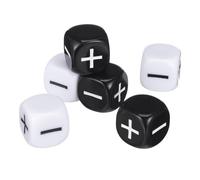 Mikikit 6 pièces Dés Signes Plus Moins Plastique Grand Format pour Jeux de Société Fête et Éducation Lot de Noir et Blanc