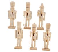 Mikikit 6 pièces Figurines de Noël Bois à Peindre de Soldats de Noël Vierges pour Bricolage Décoration DIY pour Activités Rôle de Poupée