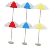 Mikikit 6 pièces Miniature Beach Umbrellas Set Stable Resin Mini Sun Umbrellas Doll House Micro Landscape DIY Beach Scene and Party Decorations