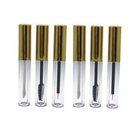 Mikikit 6 pièces Tubes de Maquillage avec Couvercle Doré Flacons Vides pour Gloss à Eyeliner et Brosse à Cils Accessoires Cosmétique Pratiques et Durables