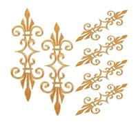 Mikikit 6pcs Écussons Thermocollants Floraux Dorés en Fil de Broderie, Patchs Rétro Élégants et Doux pour Costumes D'opéra Traditionnels et Bricolage DIY