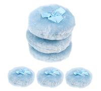 Mikikit 6pièces Houpette à Poudre pour Applicateur Doux Peluche Disque de Maquillage avec Nœud Pot de Poudre Usage Quotidien Intérieur Extérieur
