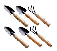 Mikikit 6pièces Kit Outils De Jardinage Mini avec Râteau Pelle Manche Poli Ensemble Outils pour Plantes Désherbage Ameublissement Sol