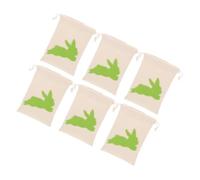 Mikikit 6pièces Sacs à Cordon De Pâques Toile Petits Sacs Réutilisables Pour Friandises Bonbons Collations Fêtes Avec Motifs De Lapin