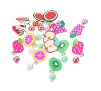 Mikikit 7 paires Boucles Oreilles Clip Garçon Fille Design Fruit Pâte Polymère Accessoires Sans Perçage Léger et Confortable Cadeau pour Filles