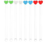 Mikikit 8 Bâtonnets Mélangeurs à Vin en Verre de Cœur pour Cocktails et Boissons, 8 Pièces, Élégant et Simple, pour Bar ou Salon de Thé Réutilisable