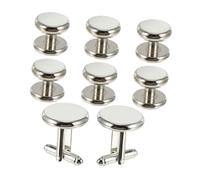 Mikikit 8 pièces Boutons de Manchette Homme Élégants Ensemble Rond Émaillé pour Chemises à Poignets Français Accessoires Formels pour Mariage Banquet Tuxedo