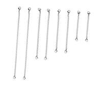 Mikikit 8 pièces Extension Chaîne Bijoux Acier Inoxydable avec Fermoirs Mousquetons Doubles pour Fabrication DIY Rallonge Collier et Bracelet Robuste et Brillante