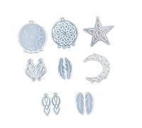 Mikikit 8 pièces Moule Silicone Attrape pour Pendentifs DIY Moule Époxy Non Adhérent pour Décoration Murale et Bijoux