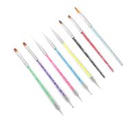 Mikikit 8 Pièces Pinceaux Dual End pour Peinture Dégradé et Placement de Outils pour Nail Art Diy et Salon