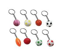 Mikikit 8 pièces Porte Clés Ballon Créatif PVC Pendentifs Sac à Main Décoratifs Football Basket Rugby Accessoires Colorés pour Garçon Fille et
