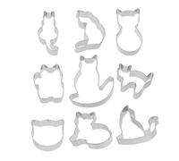 Mikikit 9 Pièces Emporte Acier Inoxydable pour Biscuits Forme de Chat de Moules à Diy Accessoires de Cuisine pour Cookies Biscuits Faits Maison