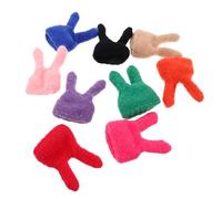 Mikikit 9 Pièces Mini Knitting Hats with Rabbit Ears for Dolls Soft Knitted Beanies Winter Headwear Accessories DIY Easter Decorations and Wine Bottle Toppers